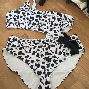 Black and white one piece bathing suit